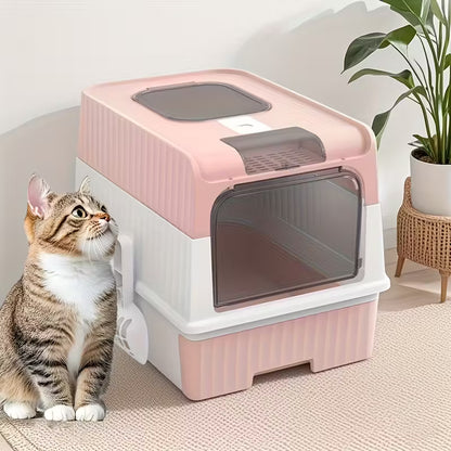 Haustierklo in Pink mit Fenster und Schaufel